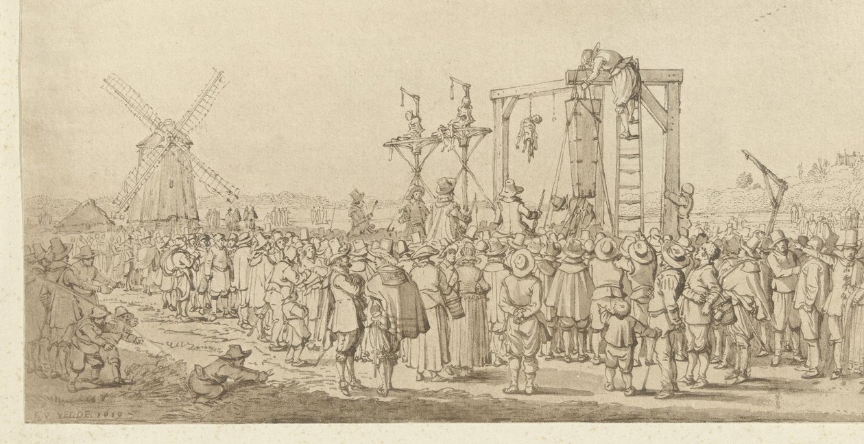 Ledenbergs kiste hængt på galgen, 1619 af Anonymous