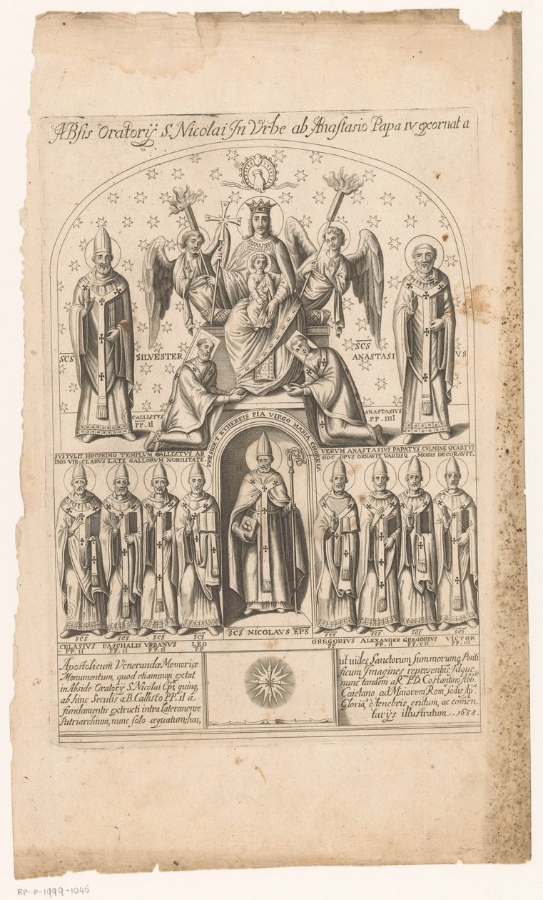 Sankt Nikolaus omgivet af paver (titel på objekt) af Anonymous