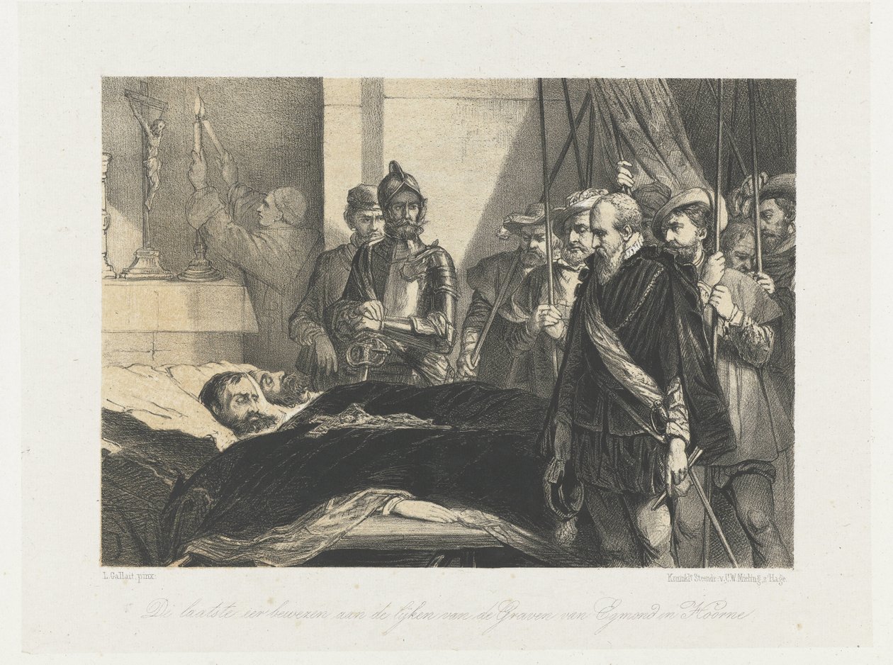 Den sidste hyldest til Egmonds og Hornes lig, 1568 Den sidste hyldest til ligene af greverne af Egmond og Hoorne (titel på objekt) af Anonymous