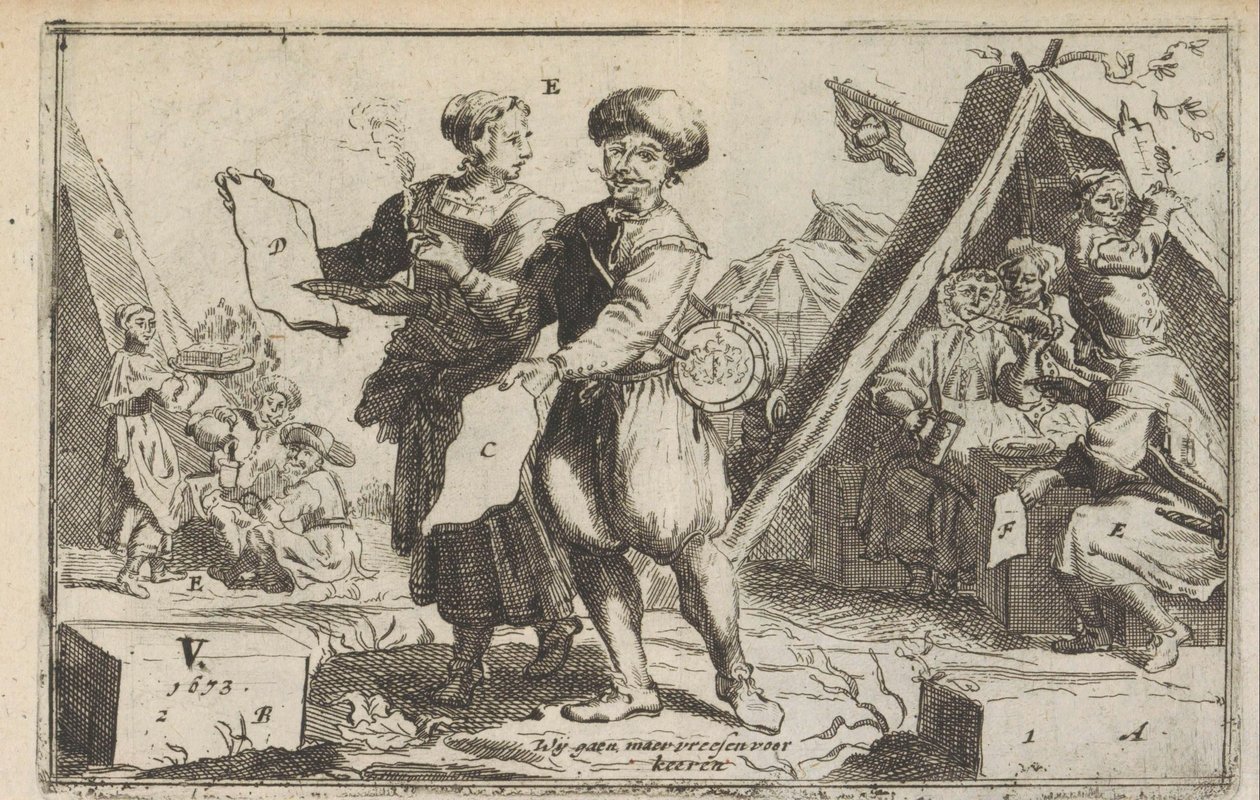 De tapre batavere, 1673 The brave Bataviers / Le vaillans Bataviers (titel på objekt) af Anonymous