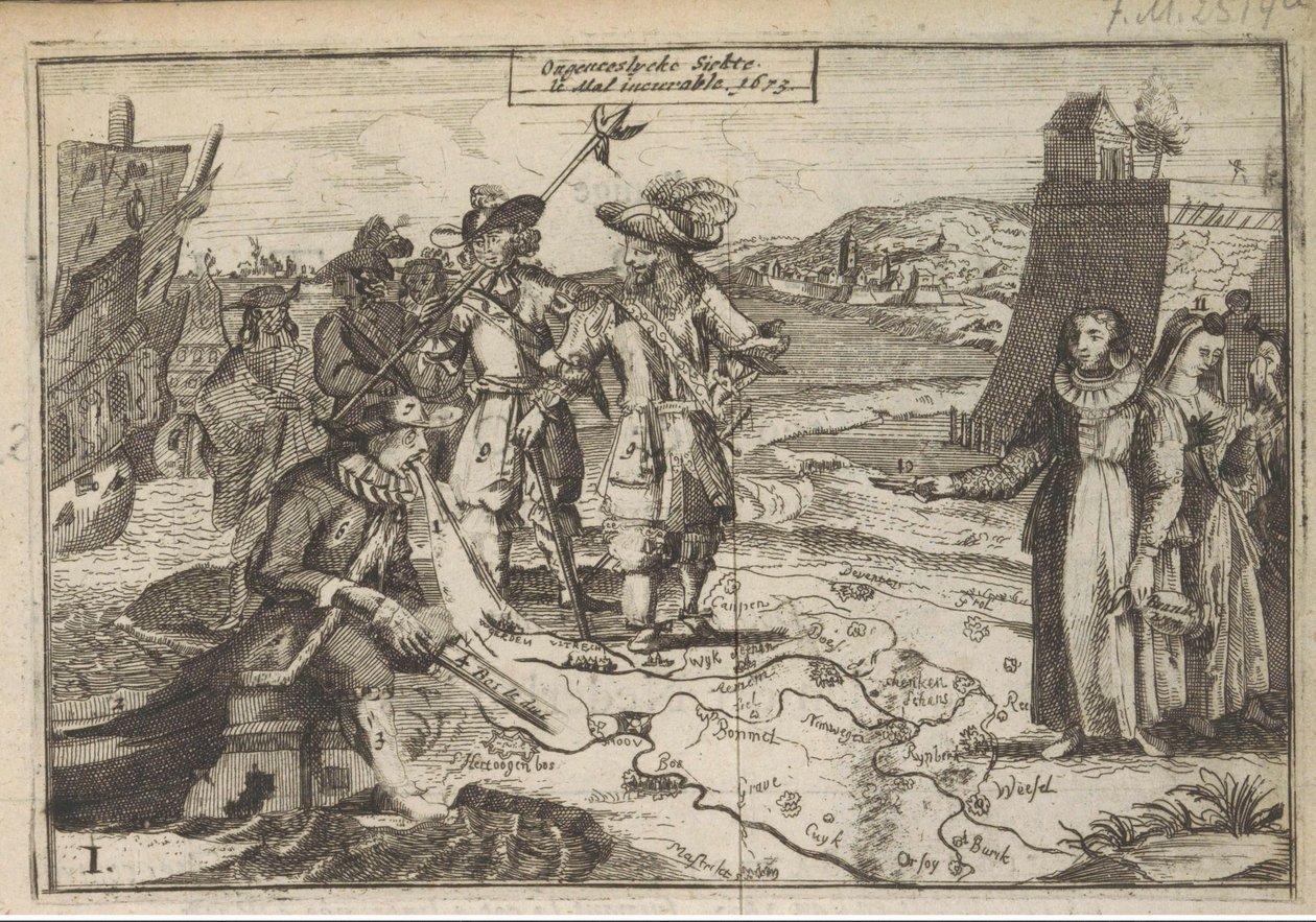 Den uhelbredelige sygdom, 1673 Uhelbredelig sygdom / le Mal uhelbredelig. 1673 (titel på objekt) af Anonymous