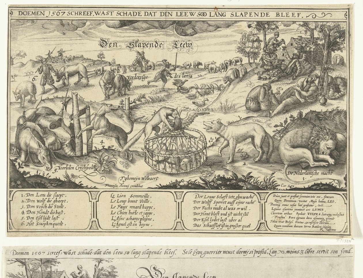 Den sovende løve, 1567 The Sleeping Leew (titel på objekt) af Anonymous