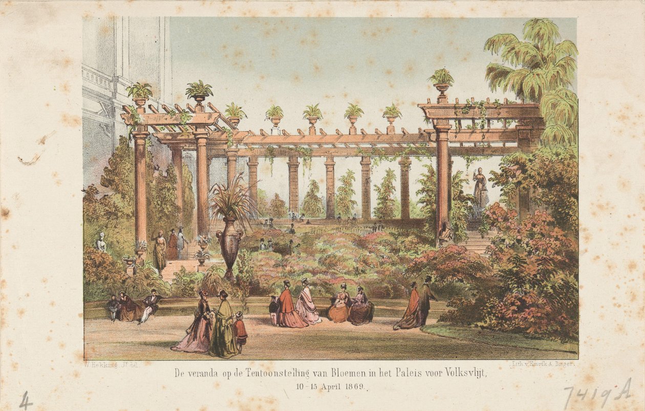 Verandaen ved udstillingen af ​​blomster i Paleis voor Volksvlijt, 10-15 april 1869 (titel på objektet) af Anonymous