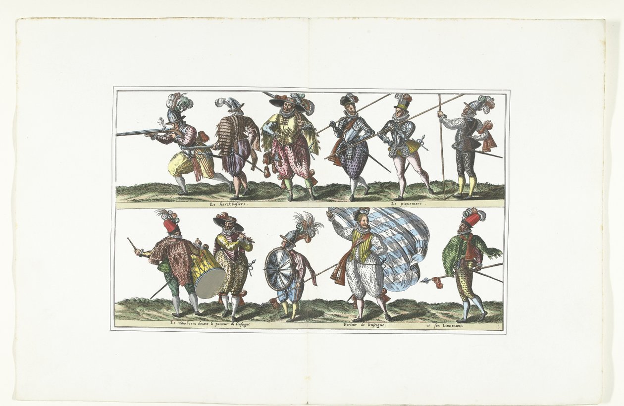 Dobbeltplade med elleve bevæbnede civile i uniform efter mode i Antwerpen, ca. 1580 Bourgeois d