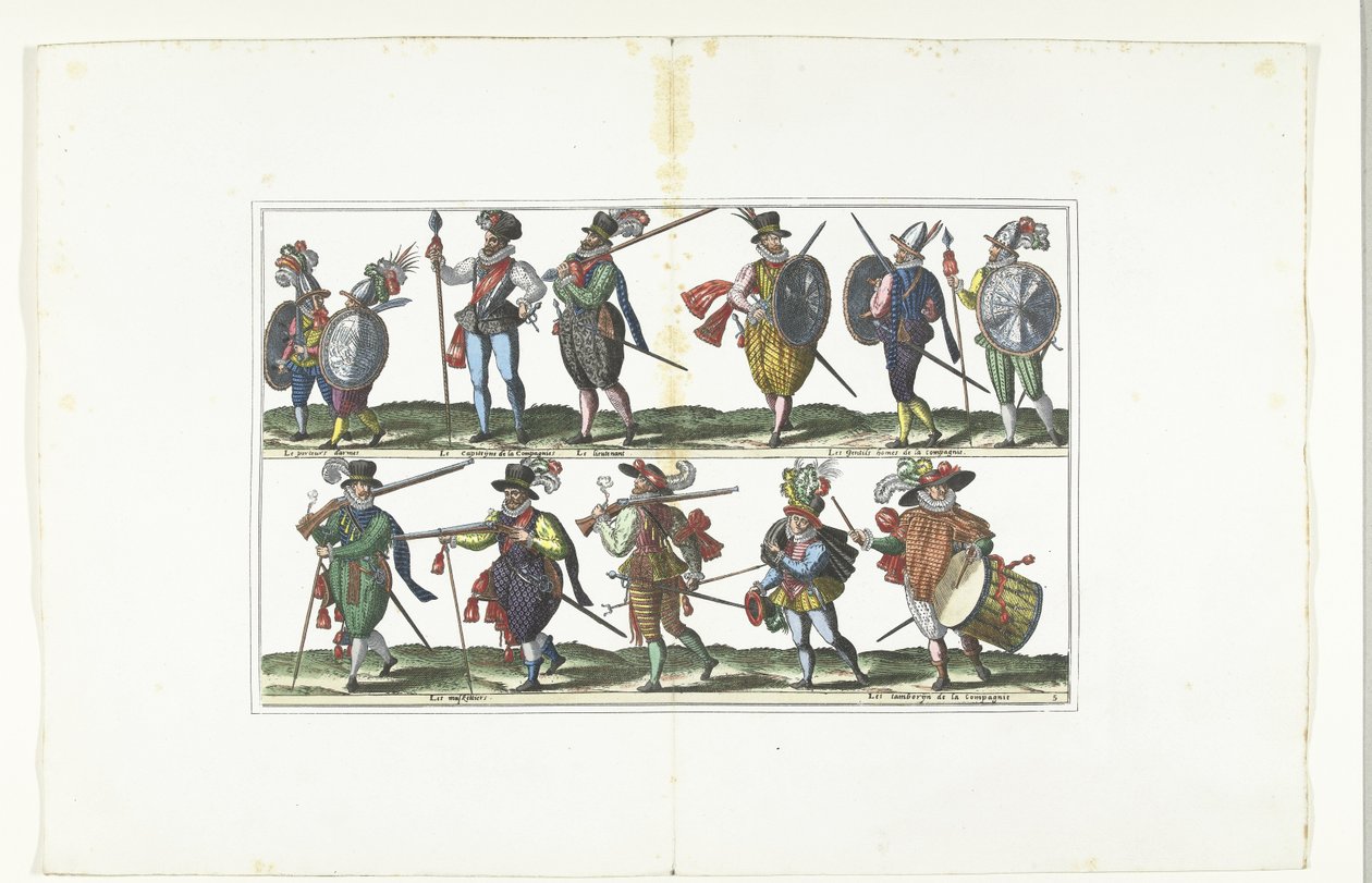 Dobbeltplade med tolv bevæbnede civile i uniform efter mode i Antwerpen, ca. 1580 Bourgeois d