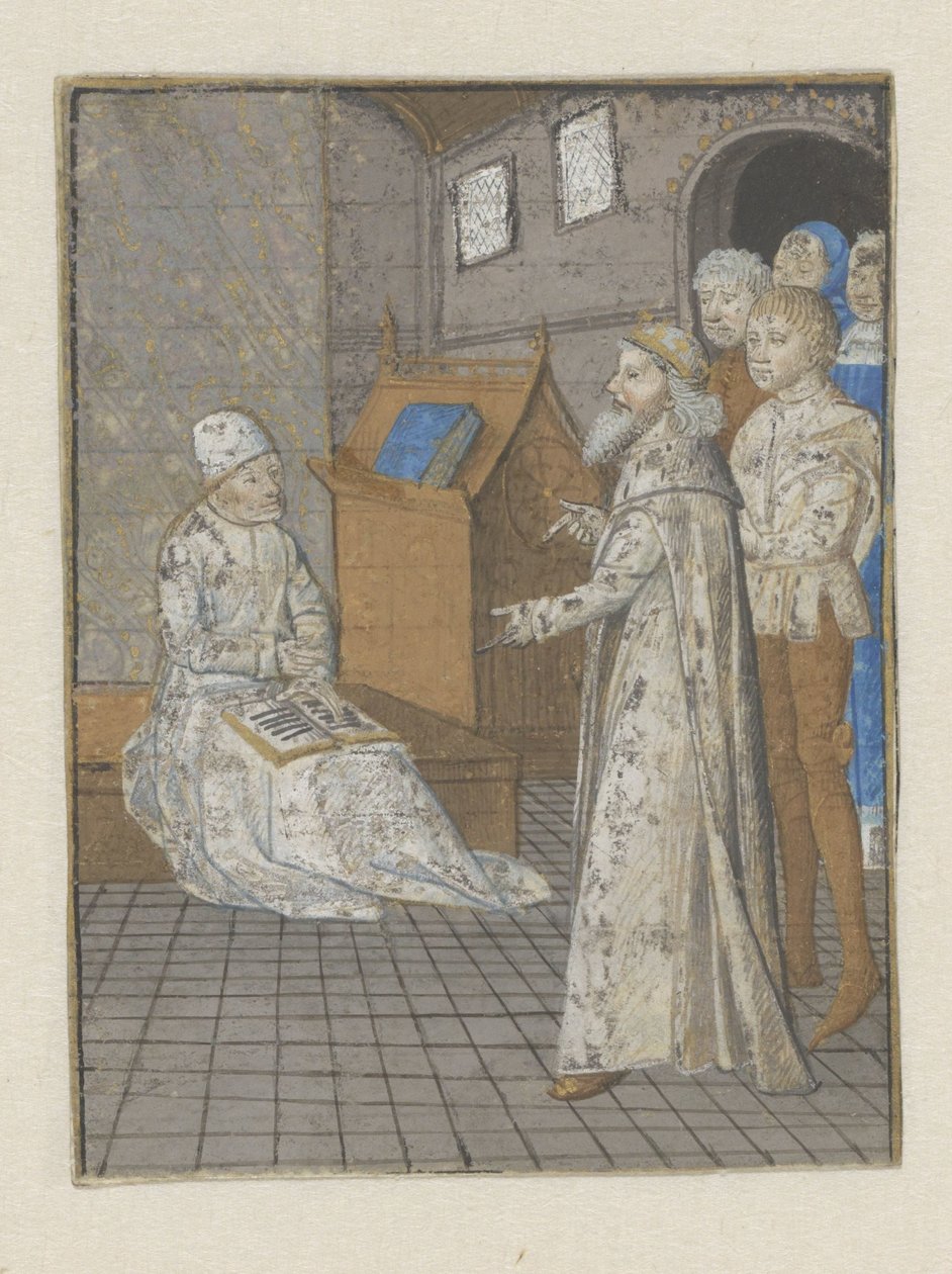En konge fortæller sin historie til Boccacio The Adventures of Noble Men and Women (serietitel) af Anonymous