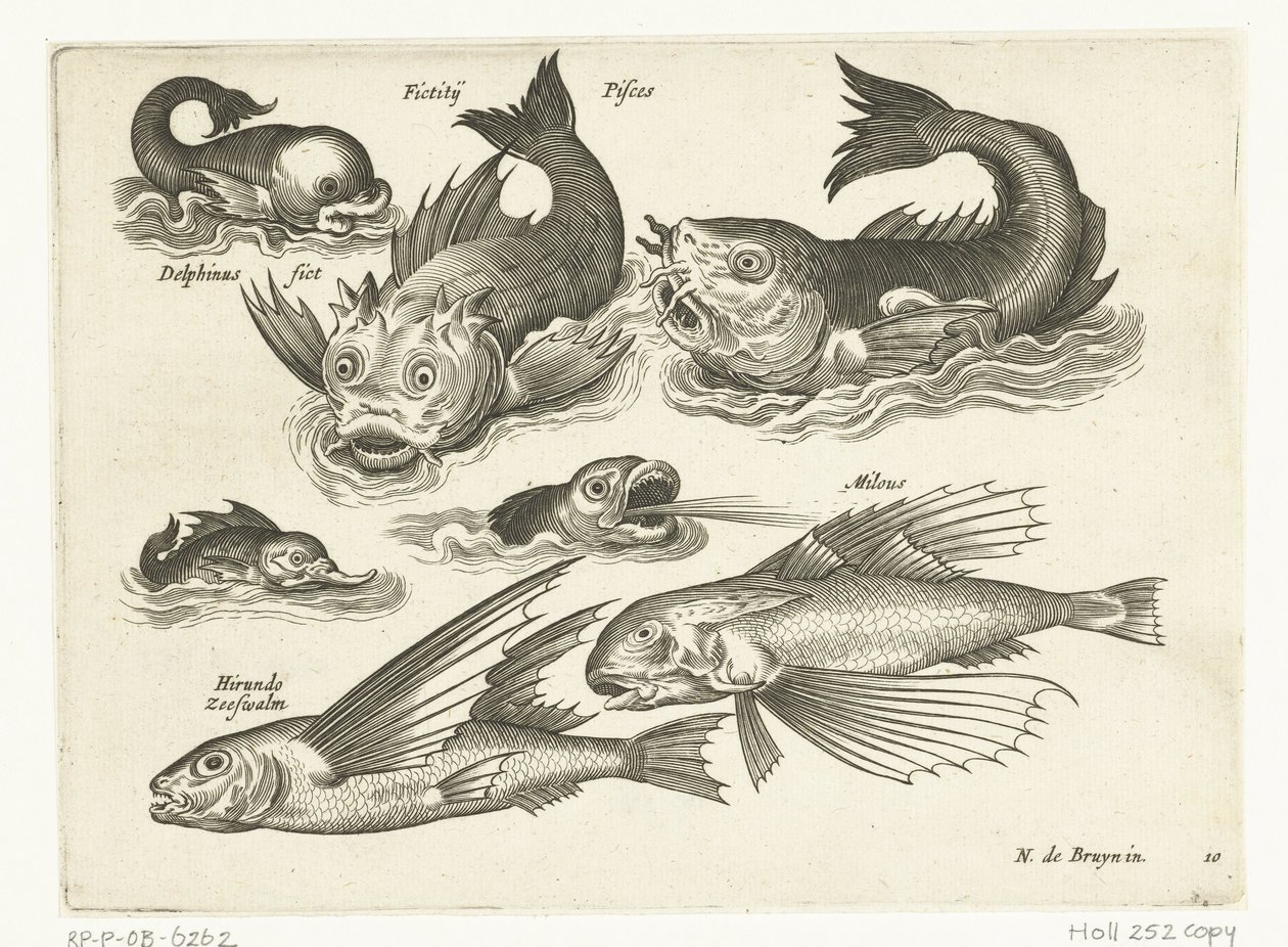 Fantastiske vanddyr, herunder delfiner og kaskelothval Libelivs diverse Genera piscium complectens (serietitel) Ferskvandsfisk, havfisk, frøer, krebsdyr og havdyr (serietitel) af Anonymous