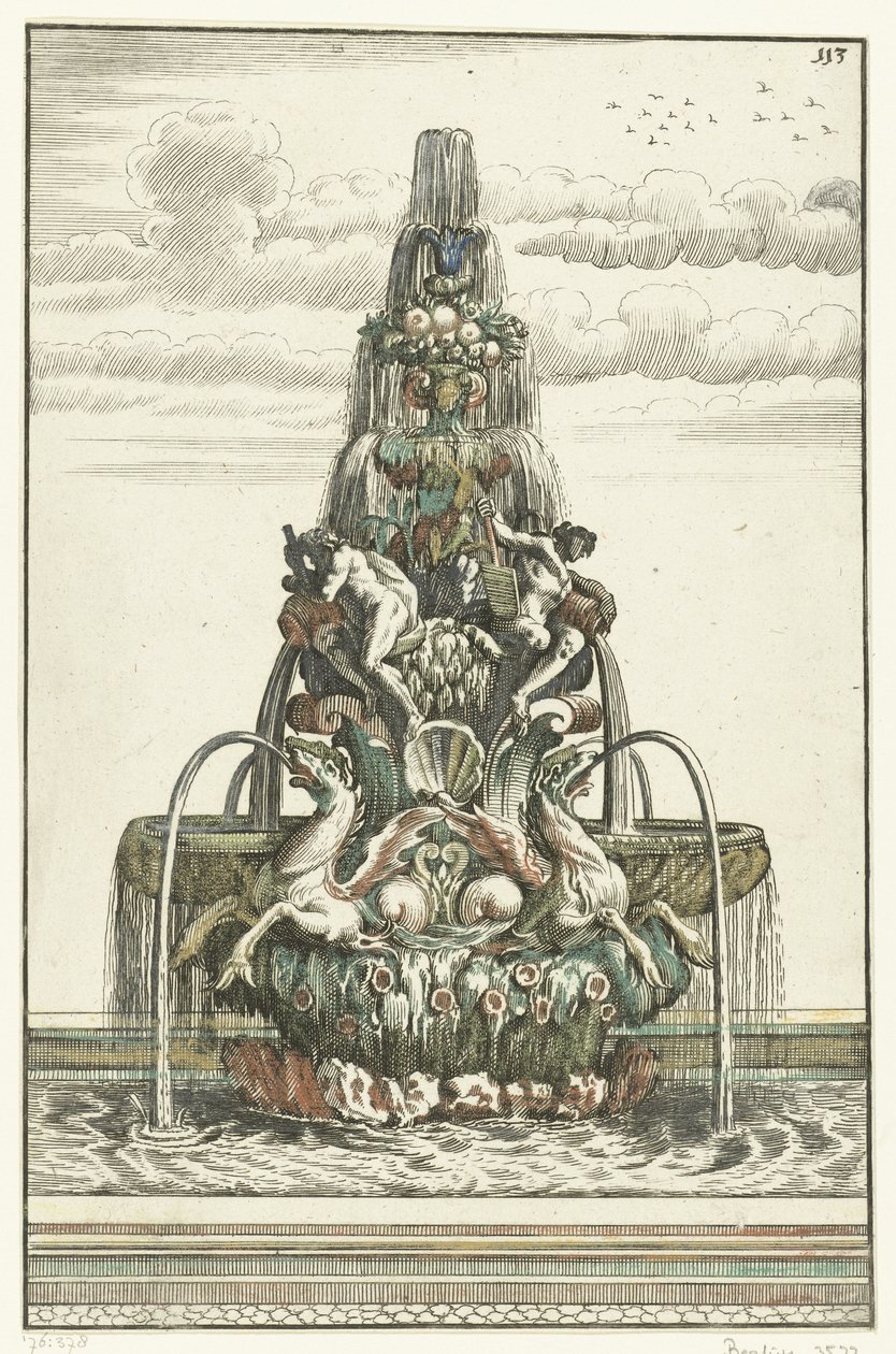 Springvand i form af en pyramide Architectura Curiosa Nova (serietitel) af Anonymous