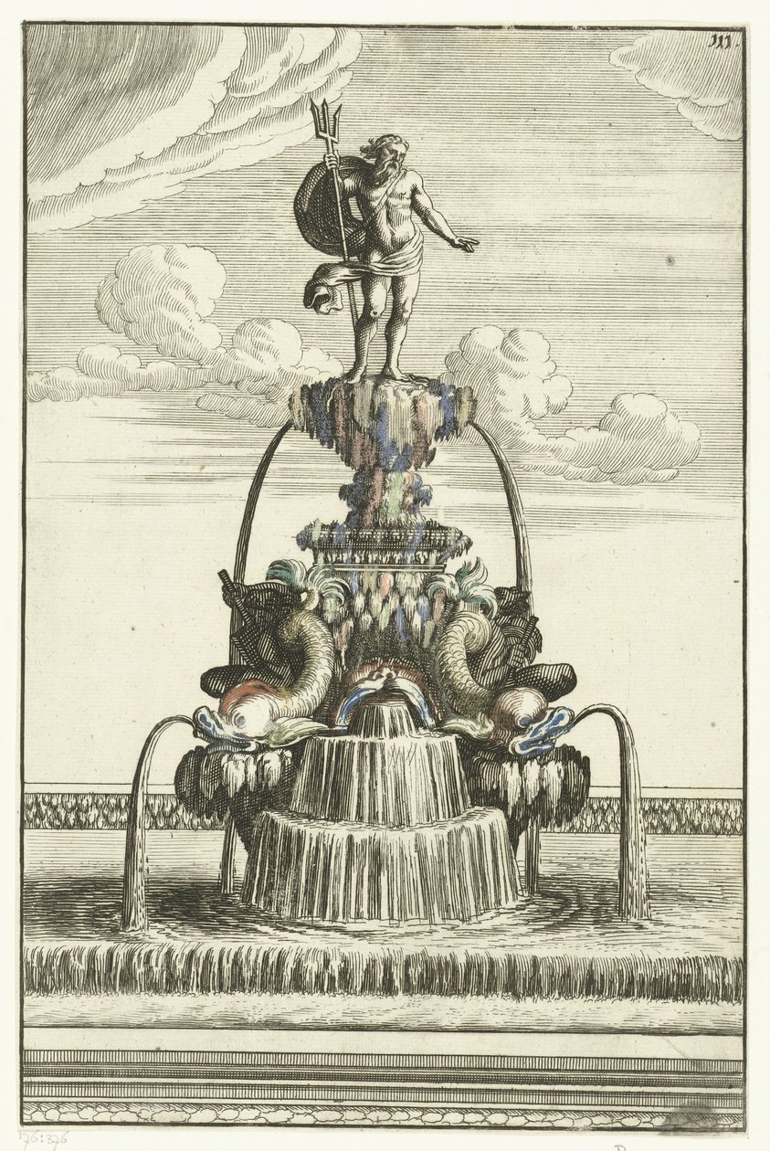Springvand med statue af Neptun Architectura Curiosa Nova (serietitel) af Anonymous