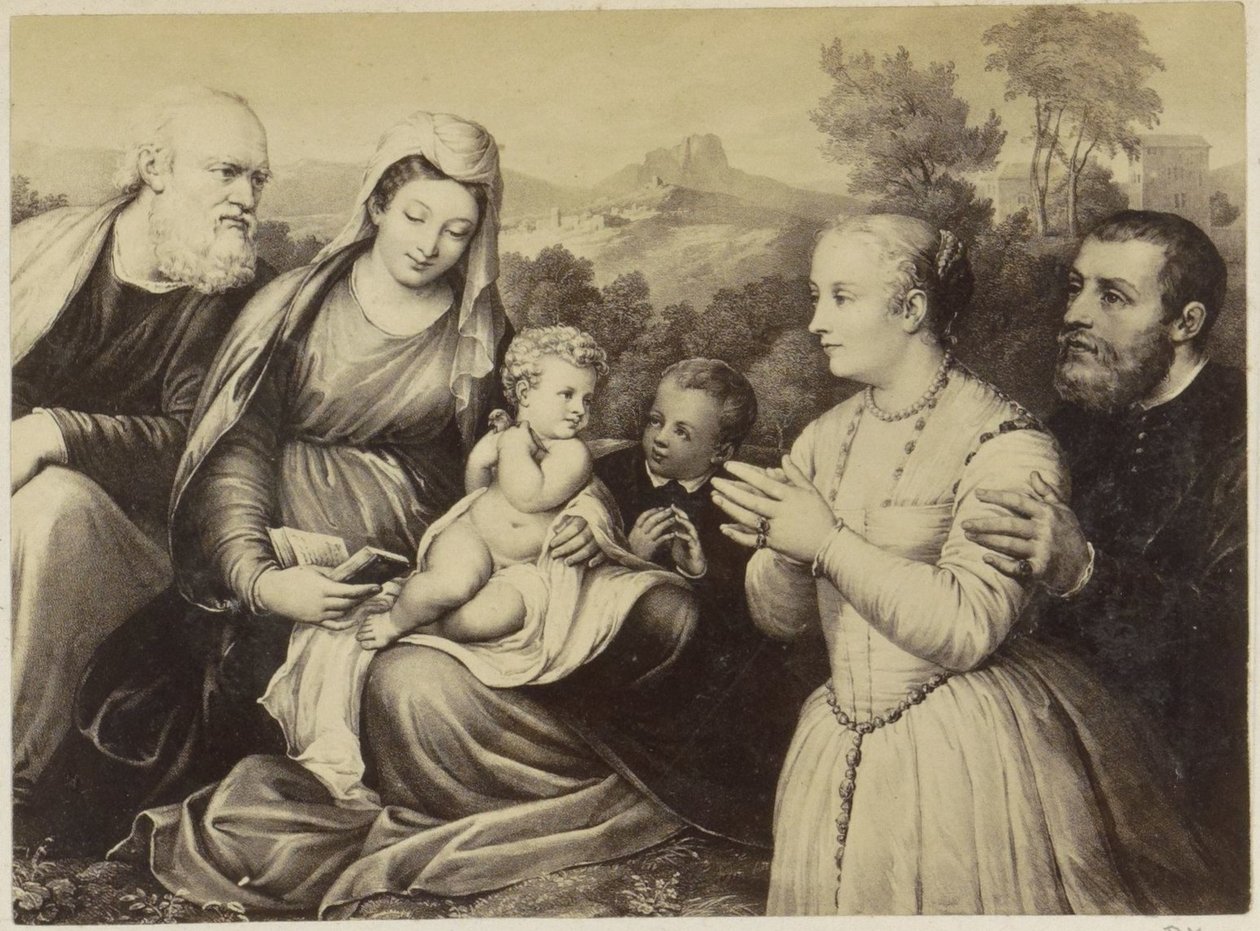 Fotogengivelse af (formentlig) et print af den hellige familie og stiftere af Anonymous