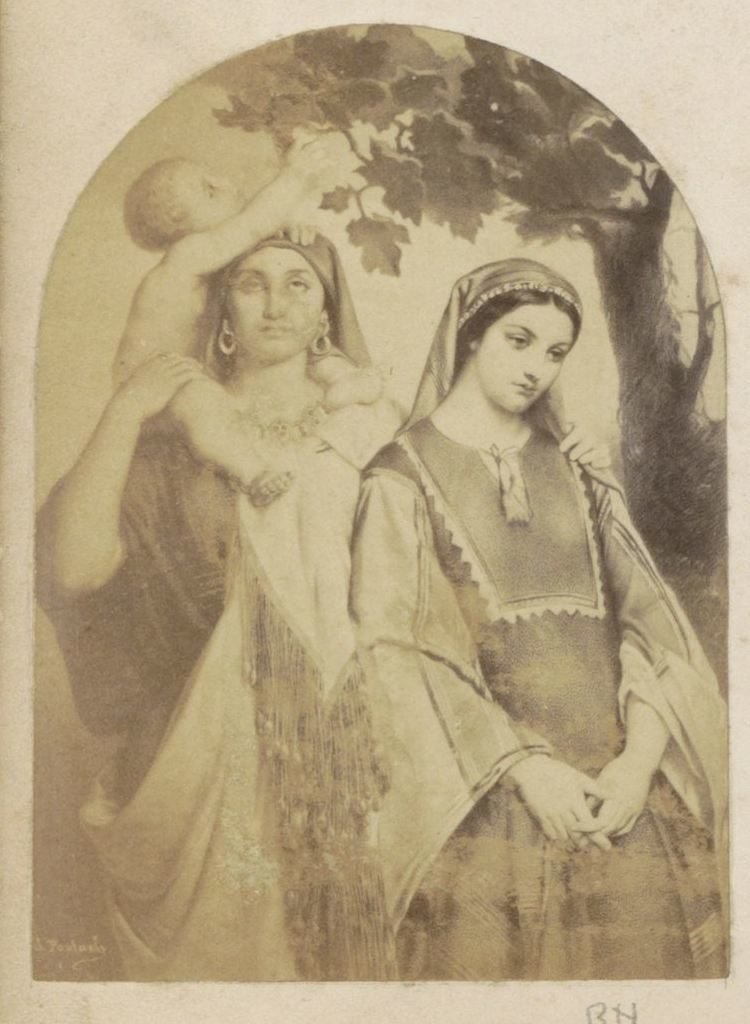 Fotogengivelse af (formentlig) en tegning af Maria, Jesus og Elisabeth af Anonymous