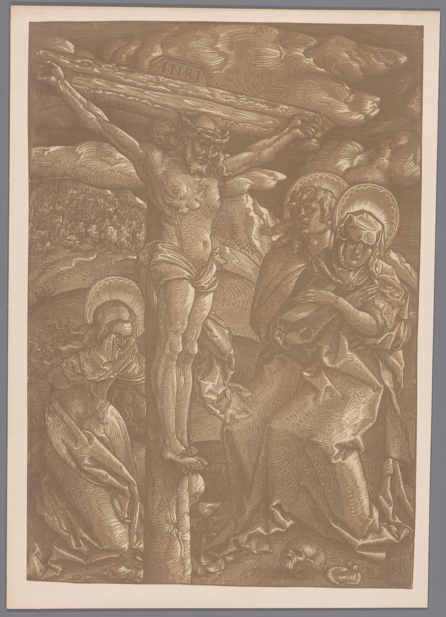 Fotogengivelse af chiaroscuro-træsnittet Kristus på korset af Hans Baldung Grien af Anonymous