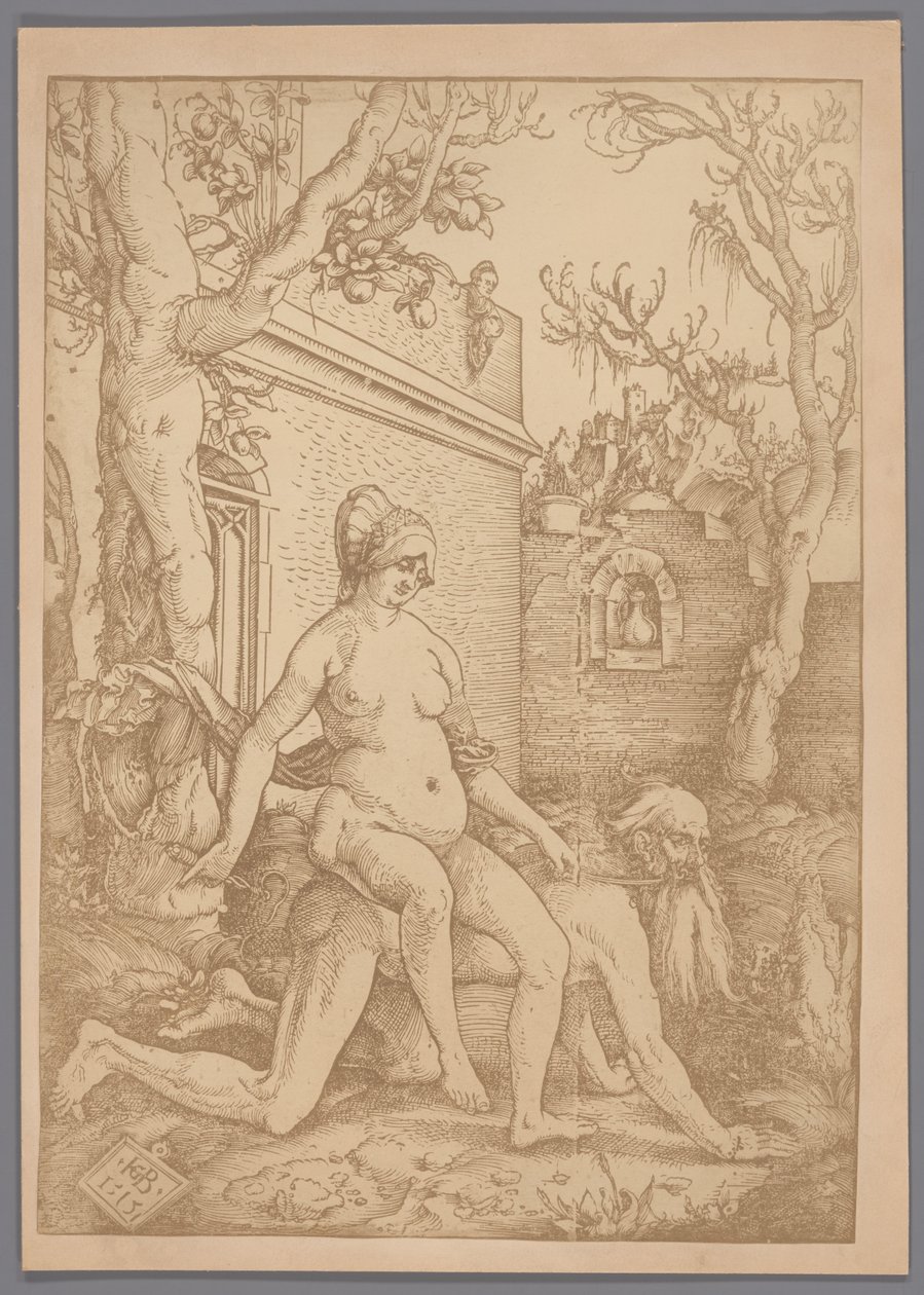 Fotogengivelse af træsnittet Aristoteles og Phyllis af Hans Baldung Grien af Anonymous