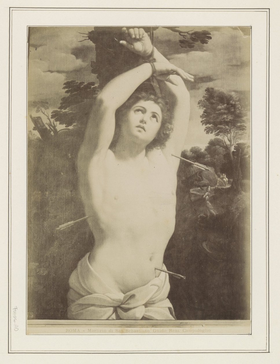 Fotoreproduktion af et maleri af Guido Reni, der viser Sankt Sebastians martyrdød ROMA - Martirio di San Sebastiano, Guido Reni. Campidoglio (titel på objekt) af Anonymous