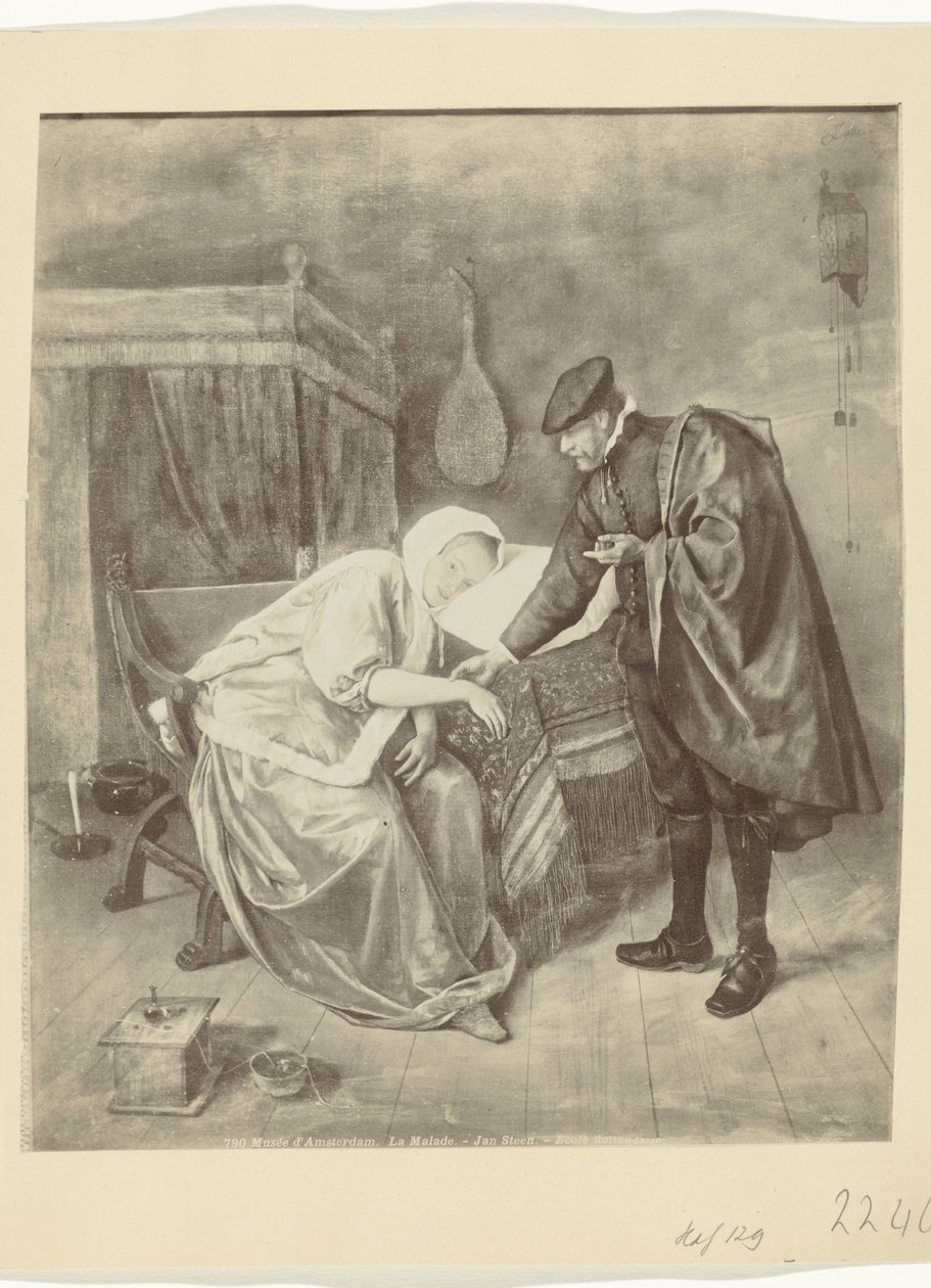 Fotogengivelse af maleriet Den syge kvinde af Jan Steen Museum d