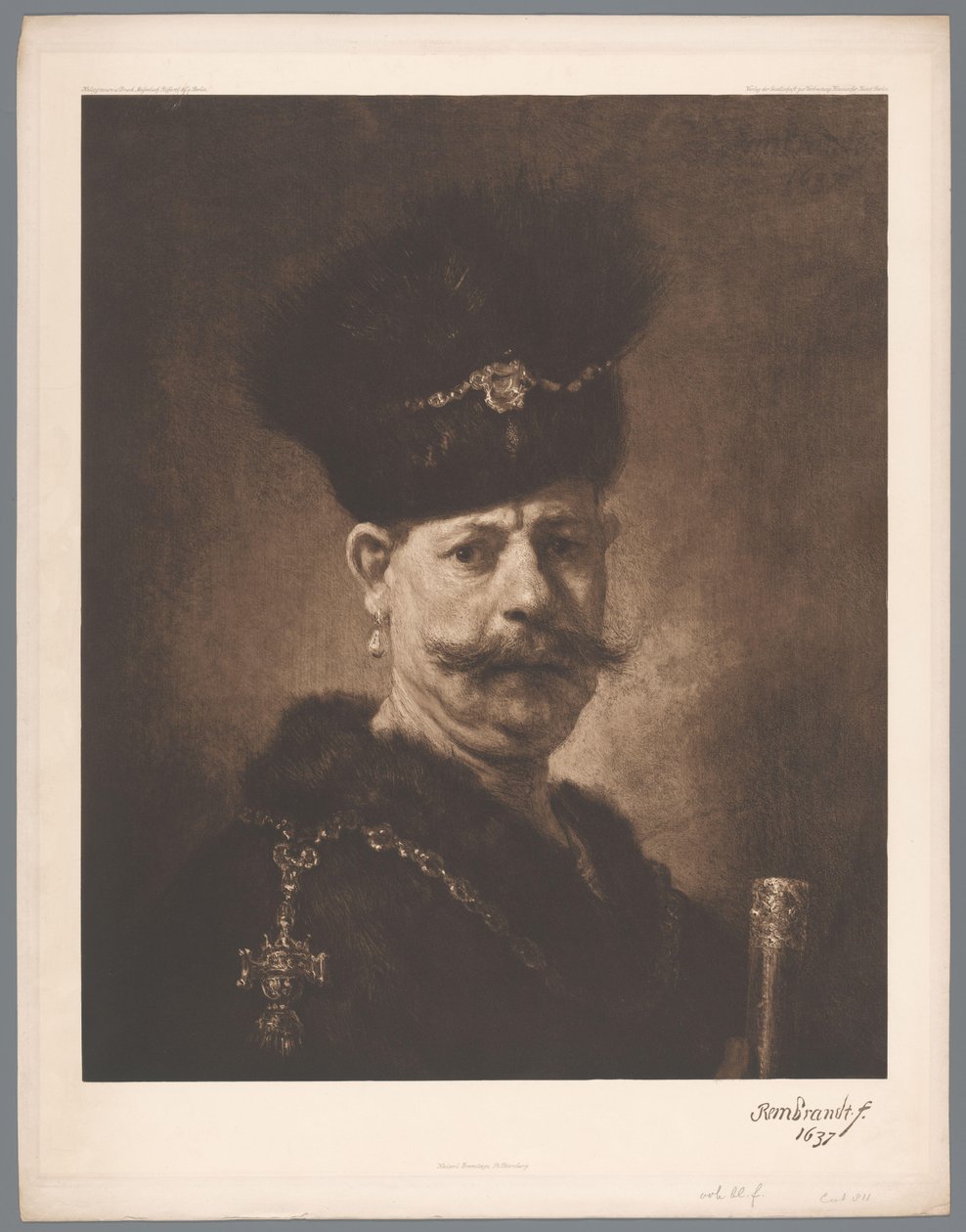 Fotogengivelse af maleri Portræt af en mand af Rembrandt [?], saml. Eremitage i St. Petersborg kaiserl. Eremitage, St. Petersborg. (serietitel) af Anonymous