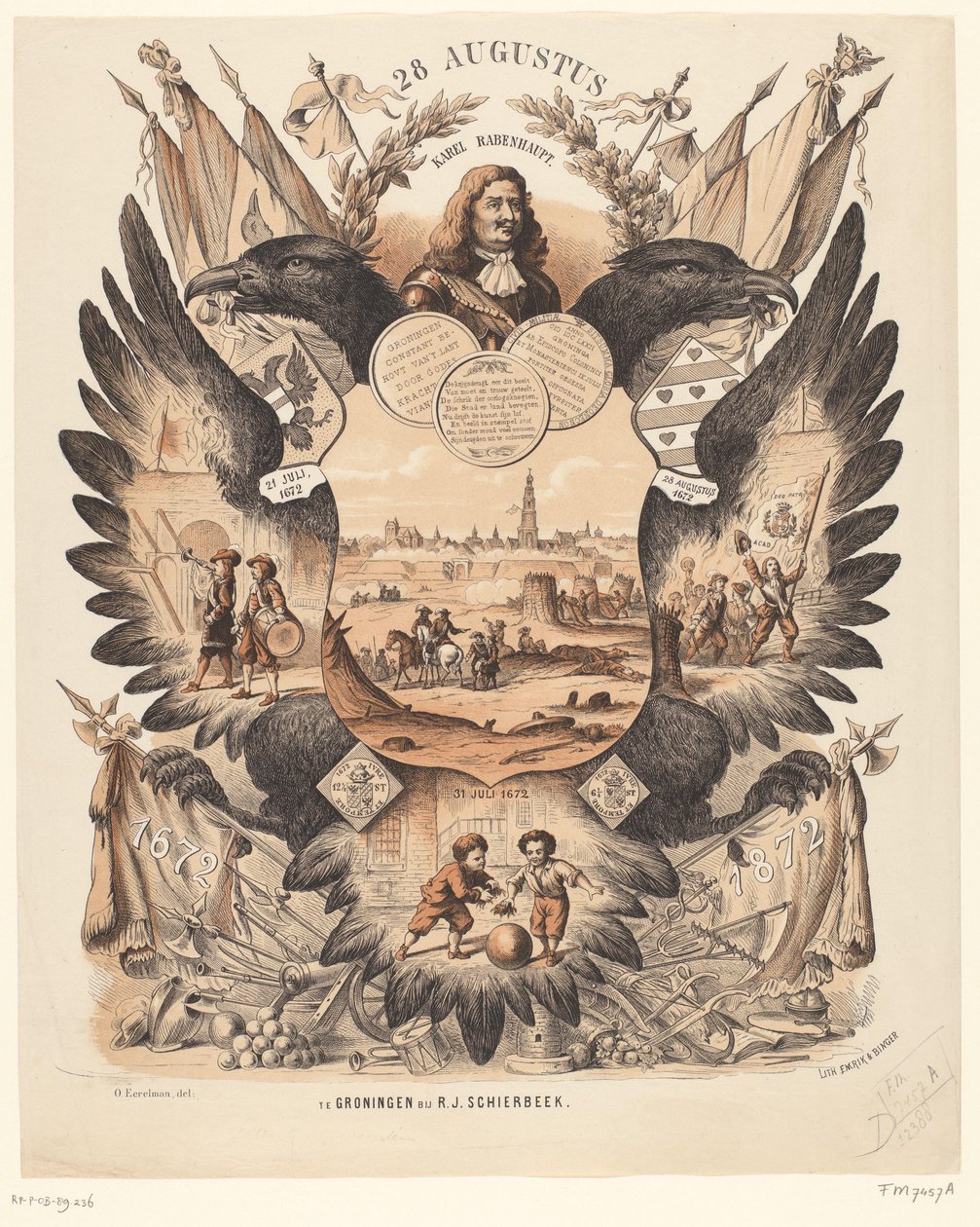 Mindeplade, der fejrer 200 års relieff af Groningen 1672-1872 af Anonymous