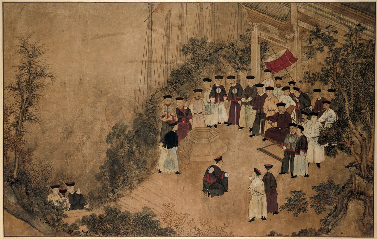 General Shi Lang med et kompagni af dignitærer ved en brønd ved havet The Wonders of Mazu (serietitel) af Anonymous