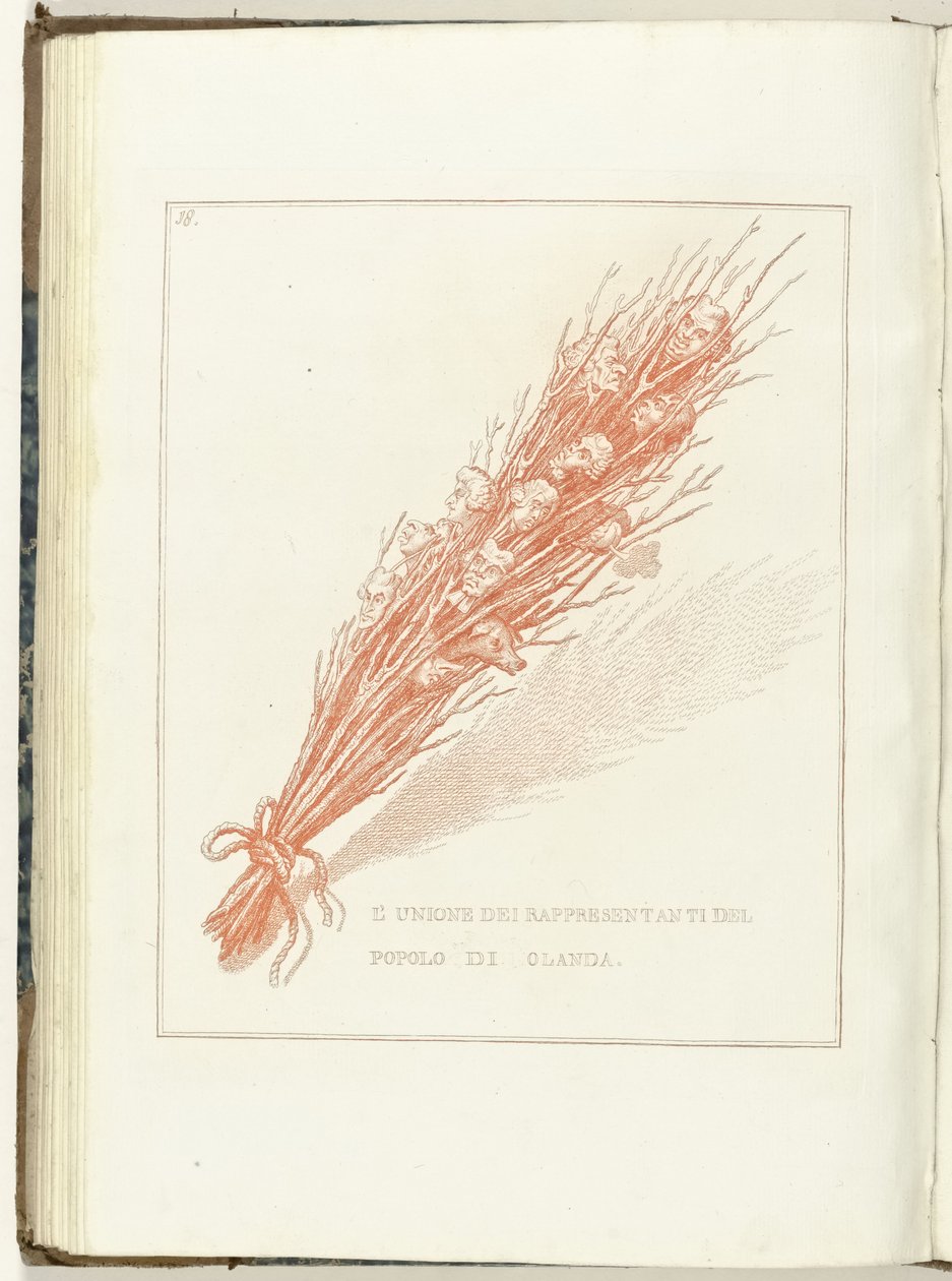 Gesel van de Provisionele Representanten van het Volk van Holland, 1795 Sammenslutningen af ​​Folkerepræsentanter i Holland (titel på objekt) Hollandia Regenerata (Italiensk kopie) (serietitel) Hollands fornyelse: et spejl for alle folkeslag af Anonymous
