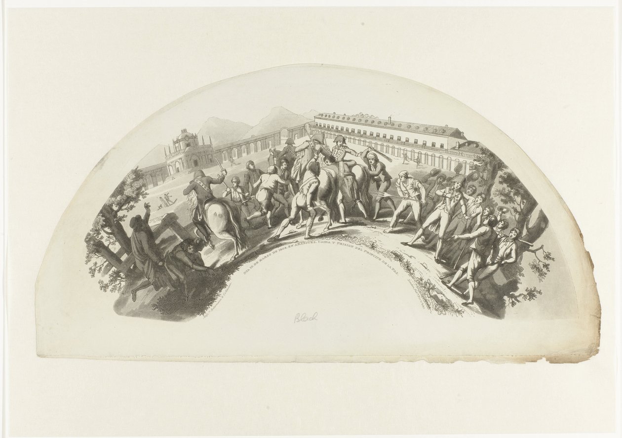 Franske troppers tilfangetagelse af Manuel de Godoy i Madrid den 19. marts 1808 Slide 19. de Marzo de 1808. Og Aranjuez. Caida y Prision del Principe de la Paz (titel på objektet) af Anonymous
