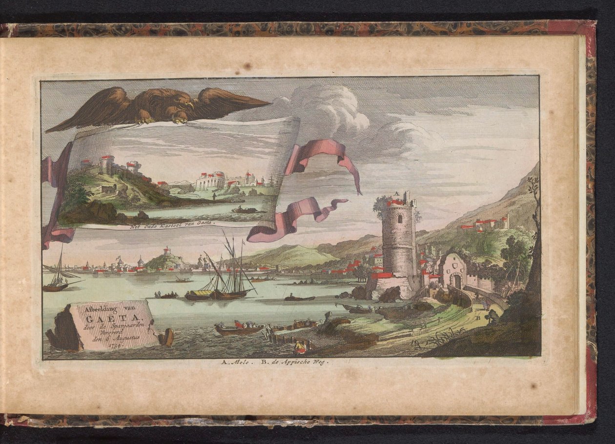 Udsigt over Gaeta, 1734 Afbildning af Gaëta, erobret af spanierne den 6. august 1734 (titel på objekt) af Anonymous