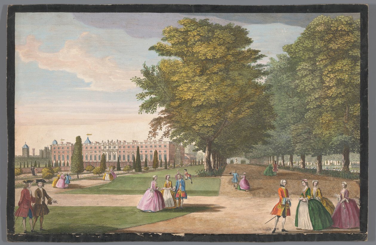 Udsigt over Hampton Court Palace i London set fra sydsiden af Anonymous