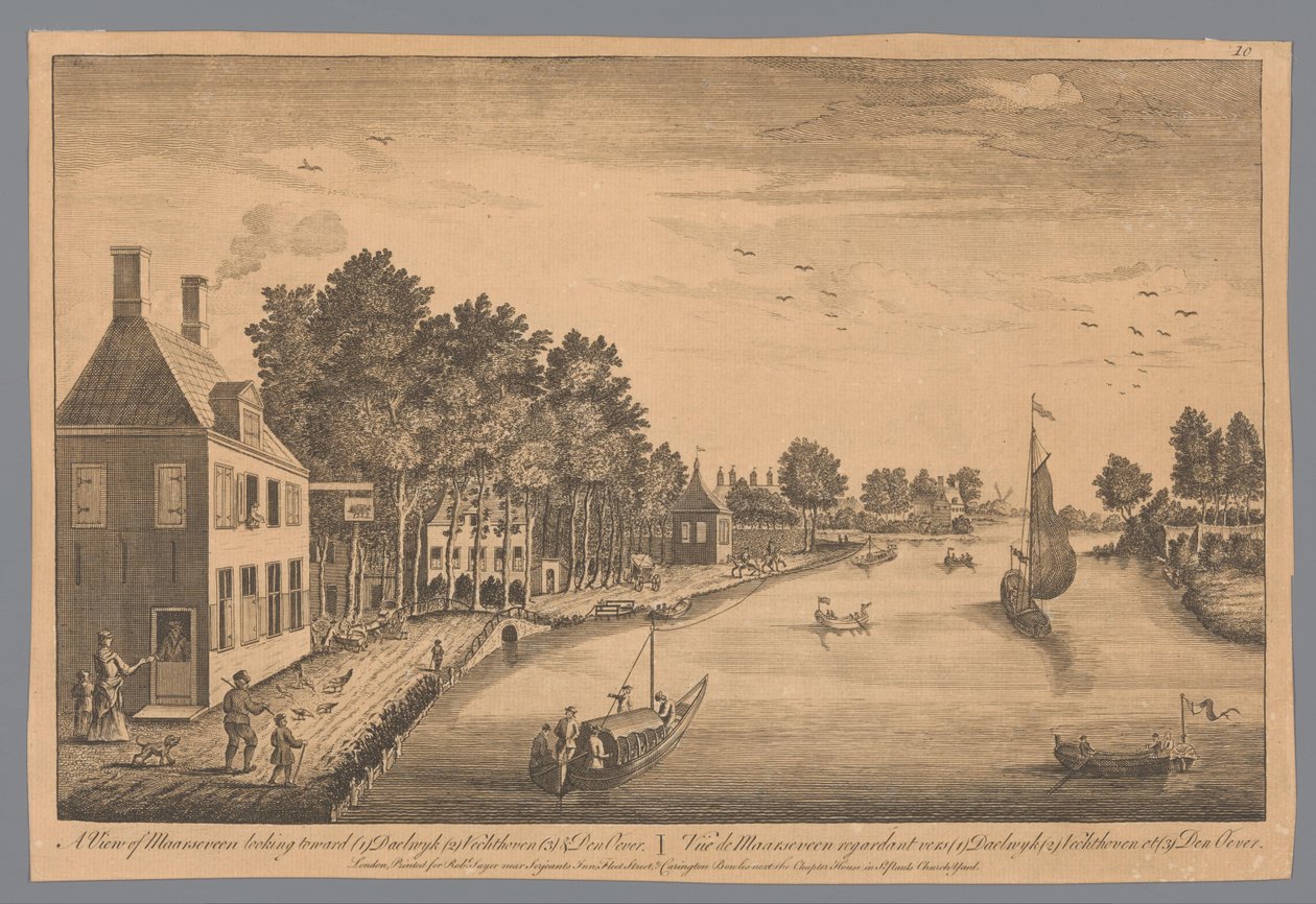 Udsigt over Maarseveen A View of Maarseveen lookingward (1) Daelwyk (2) Vechthoven (3) & Den Oever / Vüe de Maarseveen regardant vers (1) Daelwyk (2) Vechthoven et (3) Den Oever (titel på objekt) af Anonymous