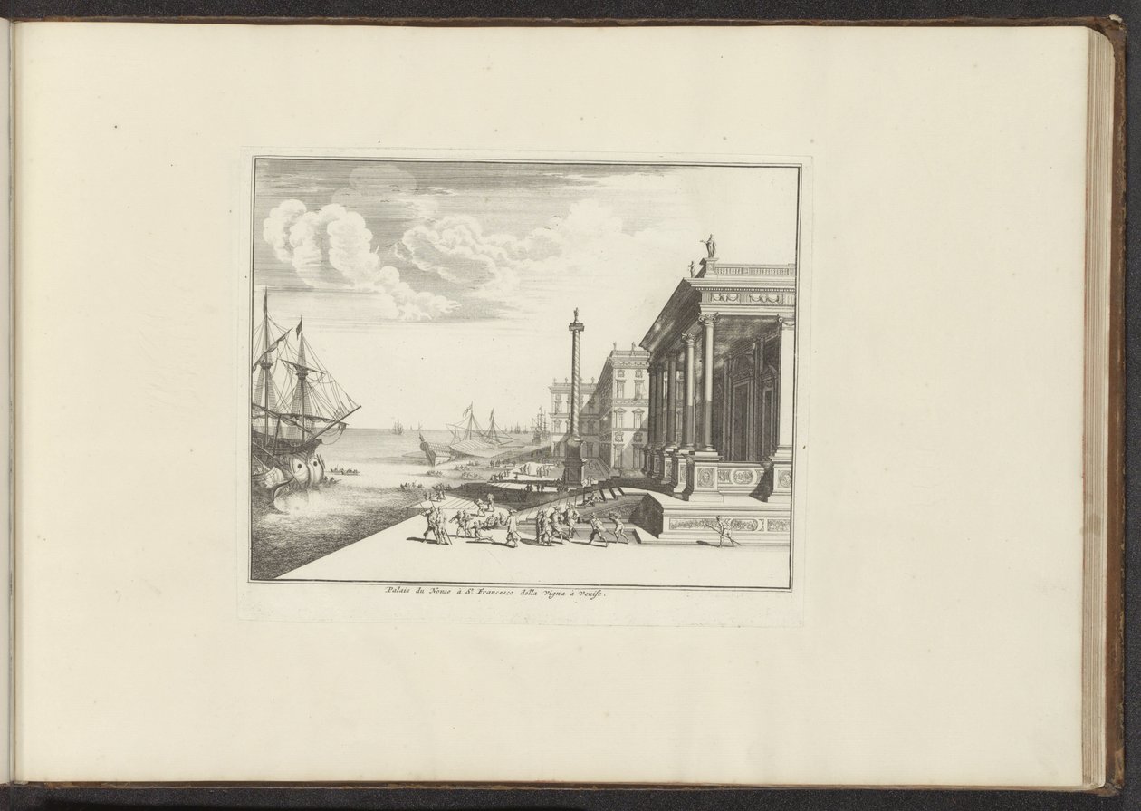 Udsigt til Palazzo del Nunzio Pontificio i Venedig Palais du Nonce à St. Francesco Della Vigna à Venise (titel på objekt) Paladser og monumenter i Venedig, Livorno, Napoli og Rom (serietitel) af Anonymous