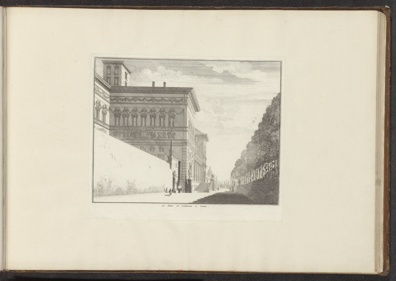 Udsigt over Villa Borghese i Rom Le Palais de Vallamena a Gennes (titel på objektet) Paladser og monumenter i Venedig, Livorno, Napoli og Rom (serietitel) af Anonymous