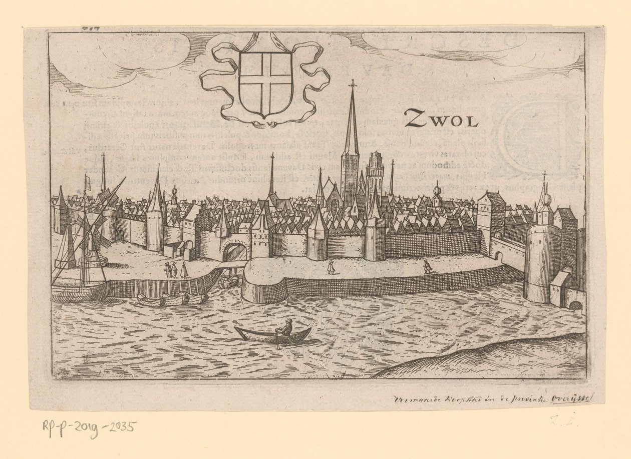 Udsigt over Zwolle fra den anden side af Zwarte Water Zwol (titel på objekt) af Anonymous