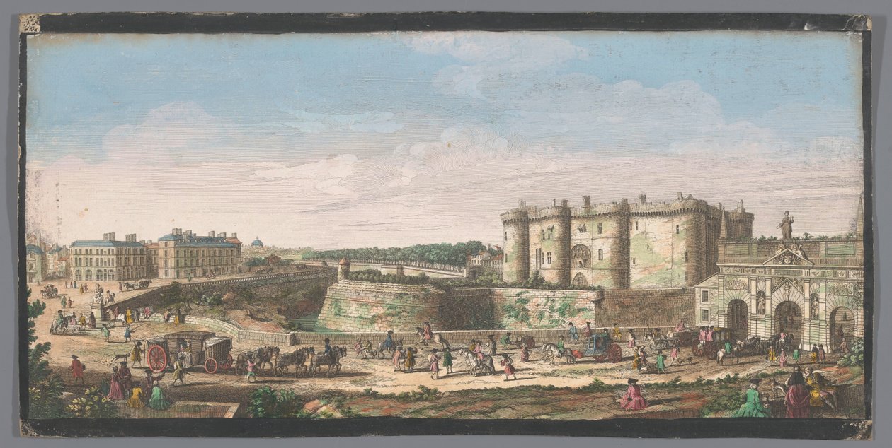 Udsigt over Bastillen og Porte Saint-Antoine i Paris Udsigt over Bastille de Paris fra Porte St. Antoine, et d