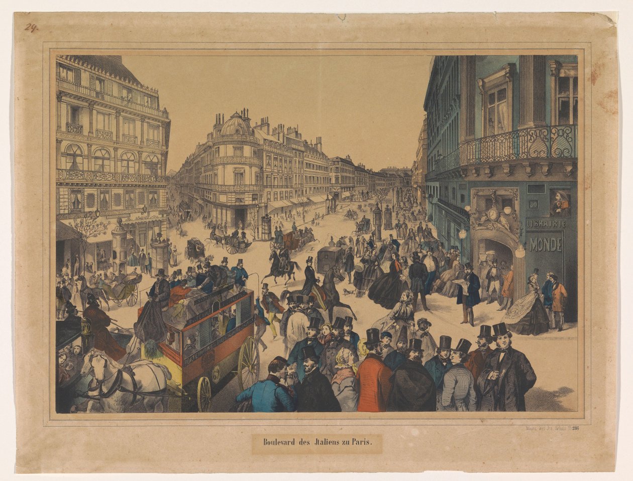 Udsigt over Boulevard des Italiens i Paris Boulevard des Italiens zu Paris (titel på objekt) af Anonymous
