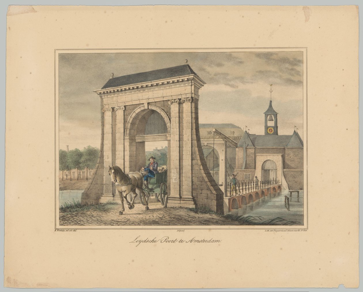 Udsigt over Leidsepoort i Amsterdam Leydsche Poort i Amsterdam (titel på objekt) Ansigter af de seks hovedporte i byen Amsterdam. 1st Cahier (serietitel) af Anonymous