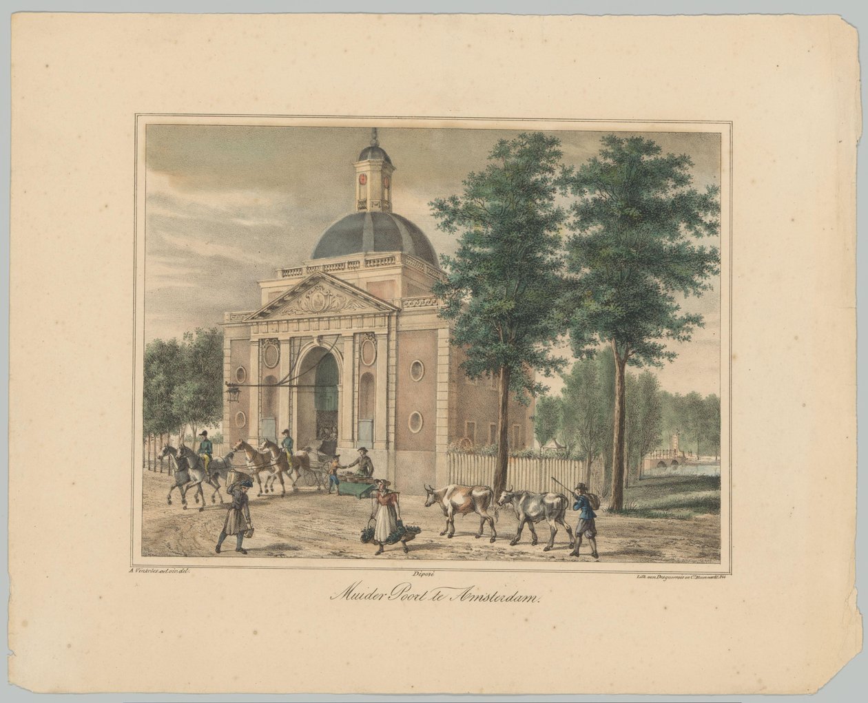 Udsigt over Muiderpoort i Amsterdam Muider Poort i Amsterdam (titel på objekt) Ansigter af de seks hovedporte i byen Amsterdam. 1st Cahier (serietitel) af Anonymous
