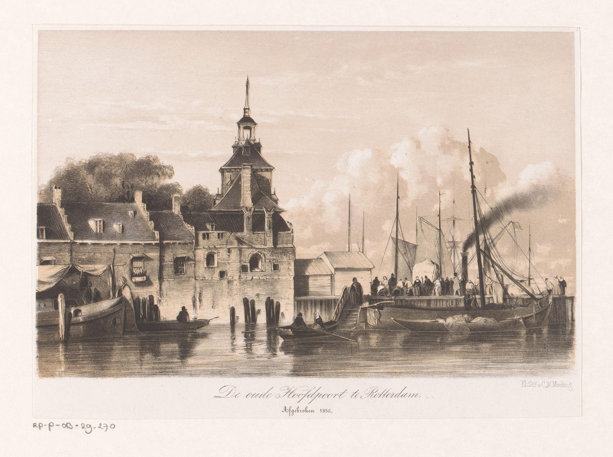 Udsigt over den østlige gamle hovedport Den gamle Hoofdpoort i Rotterdam (titel på objekt) af Anonymous