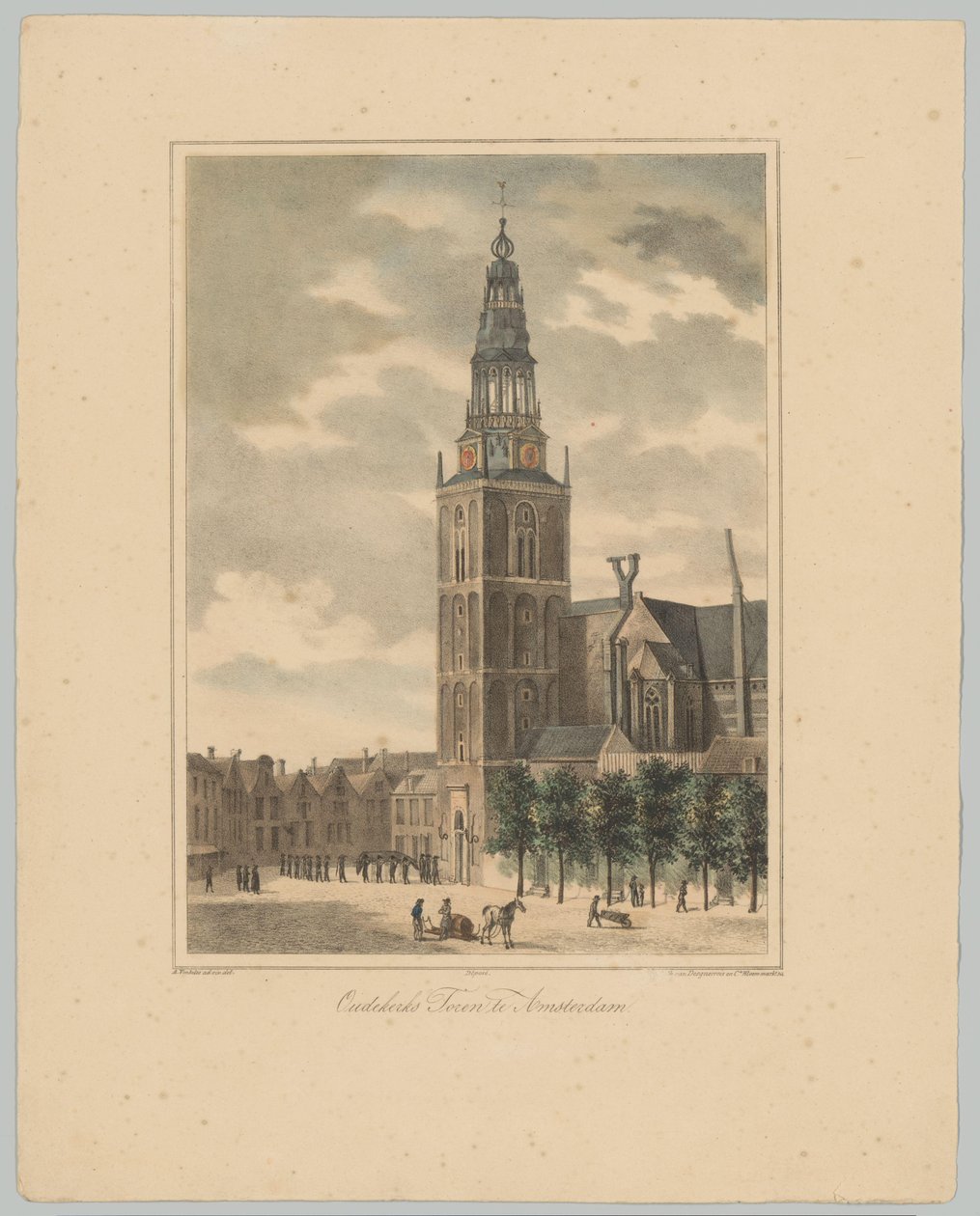 Udsigt over Oudekerkstoren i Amsterdam Oudekerks Tower i Amsterdam (titel på objekt) Ansigter af de seks hovedtårne ​​i byen Amsterdam. 2nd Cahier (serietitel) af Anonymous