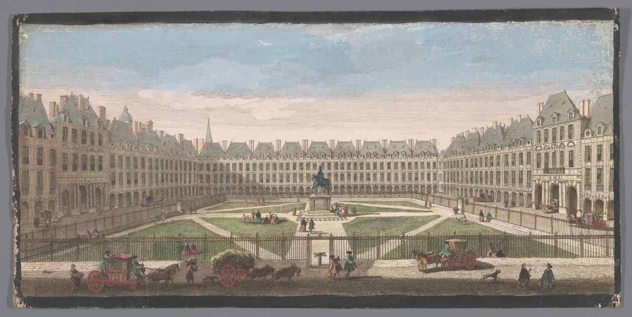 Udsigt over Place Royale i Paris Vûë de la Place Royal (titel på objekt) af Anonymous