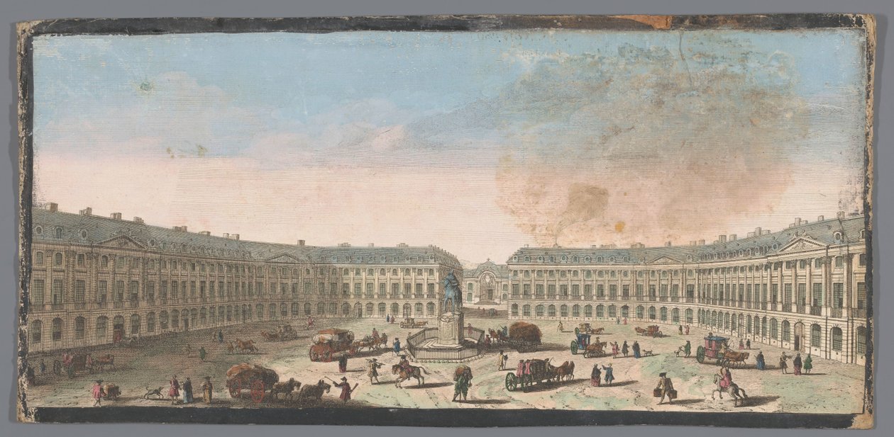 Udsigt over Place Vendôme i Paris Vue de la Place de Louis le Grand (titel på objekt) af Anonymous
