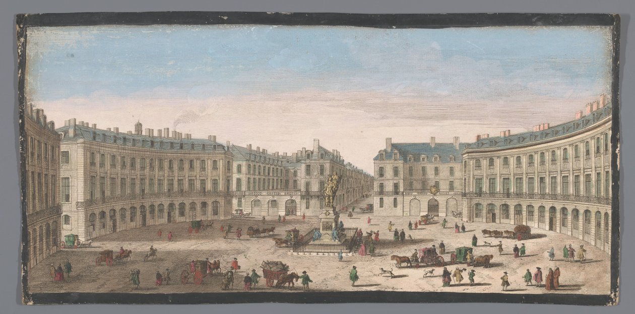 Se på Place des Victoires i Paris Udsigt over Place des Victoires (titel på objekt) af Anonymous