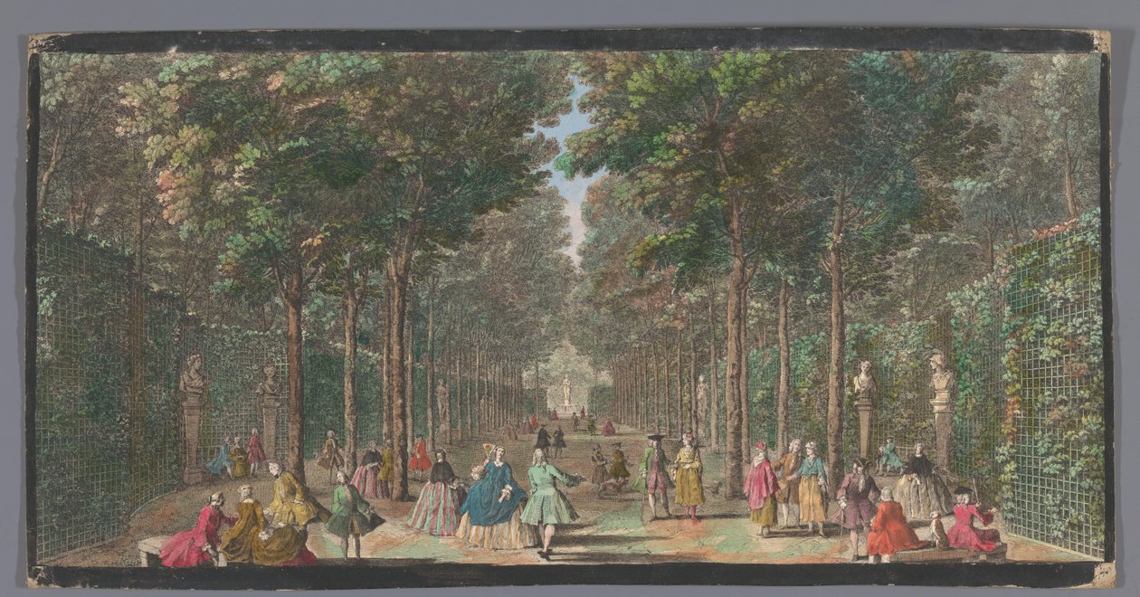 Gezicht op de Salle des Marronniers i de Tuin van Versailles The Hall of Chestnut Trees (titel på objekt) af Anonymous