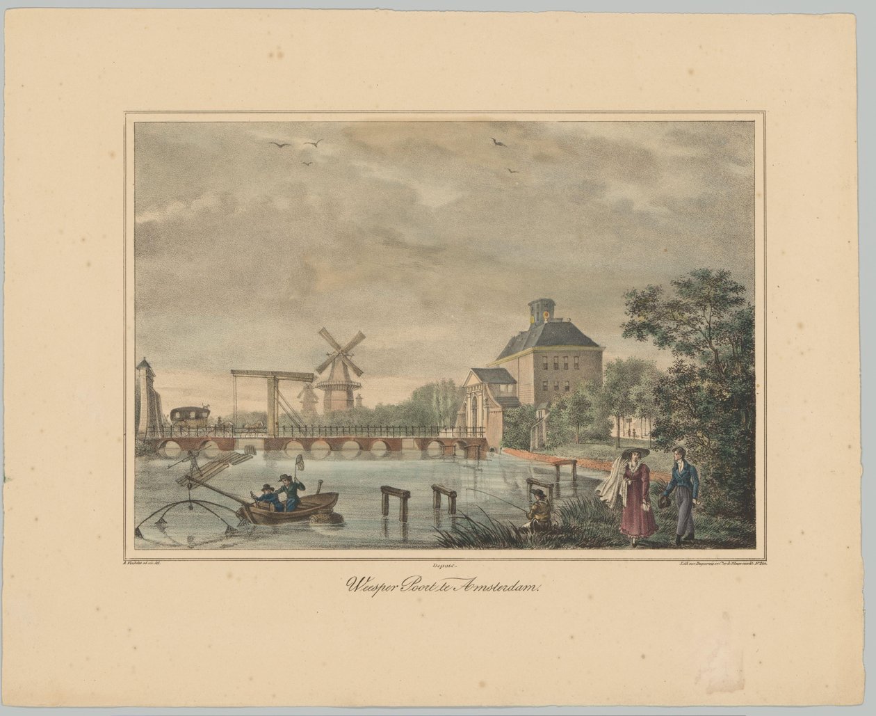 Udsigt over Weesperpoort i Amsterdam Weesper Poort i Amsterdam (titel på objekt) Ansigter af de seks hovedporte i byen Amsterdam. 1st Cahier (serietitel) af Anonymous