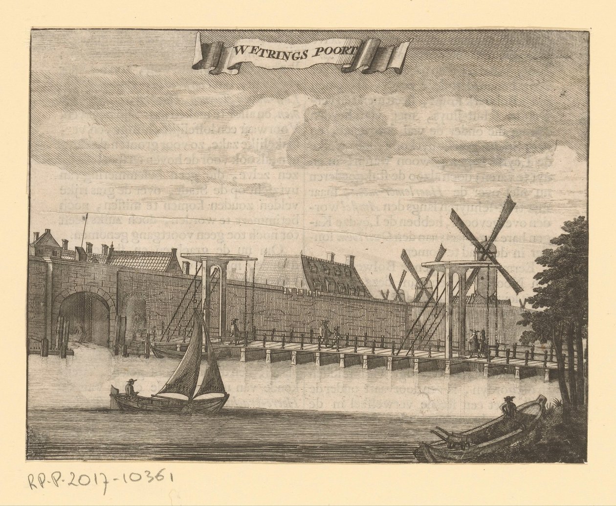 Udsigt over Weteringpoort i Amsterdam Werings Gate (titel på objekt) af Anonymous