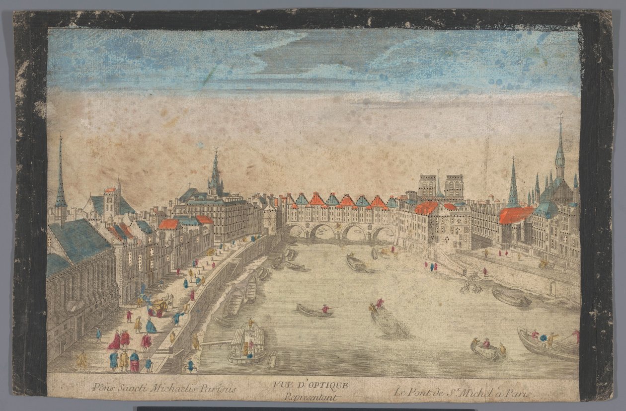 Udsigt over den byggede Pont Saint-Michel over floden Seinen i Paris Vue d