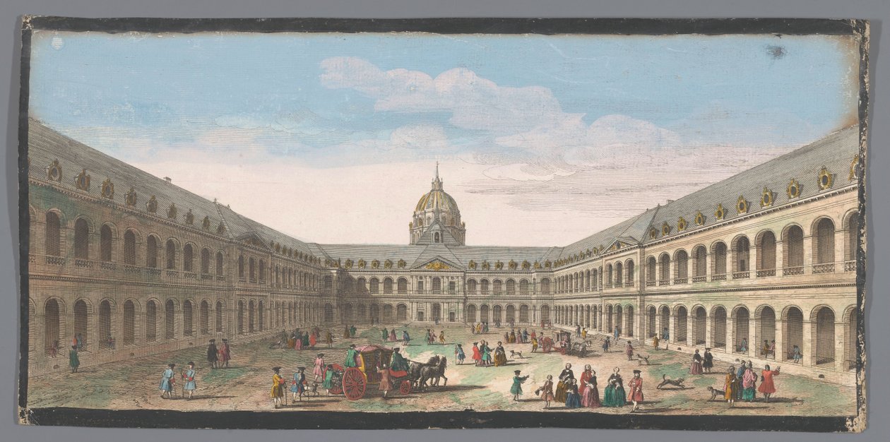 Udsigt over gården til Hôtel des Invalides i Paris Vüe ​​​​de la grande cour de l