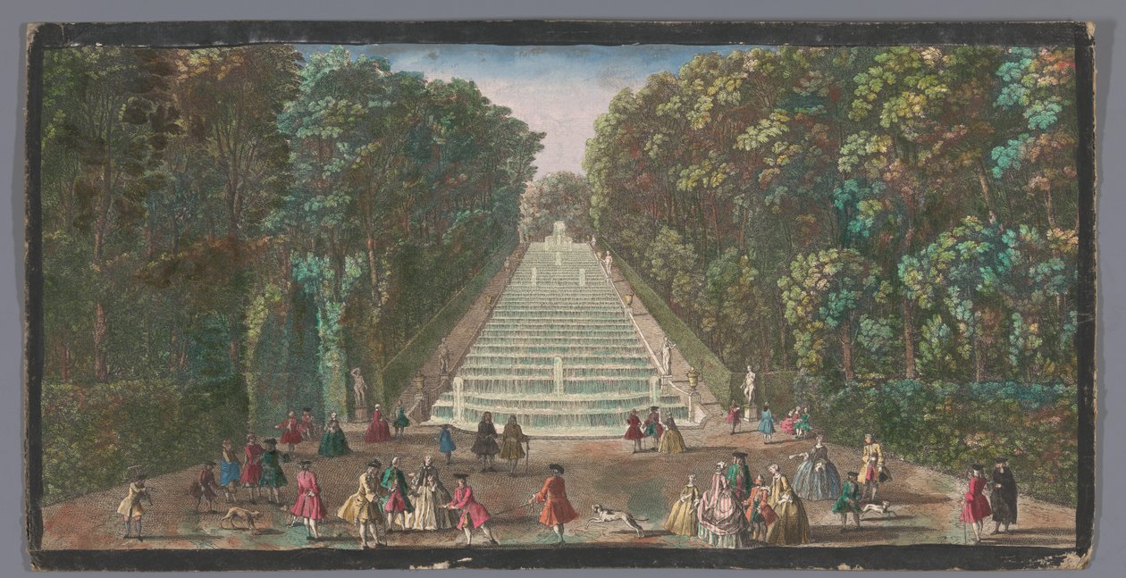 Udsigt over kaskaderne i haven til Château de Marly Vue de la cascade de Marli (titel på objekt) af Anonymous