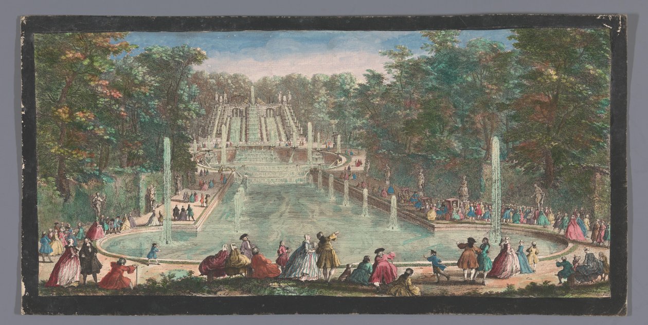 Udsigt over kaskaderne i haven til Château de Saint-Cloud Veue de la cascade de St. Cloud (titel på objekt) af Anonymous