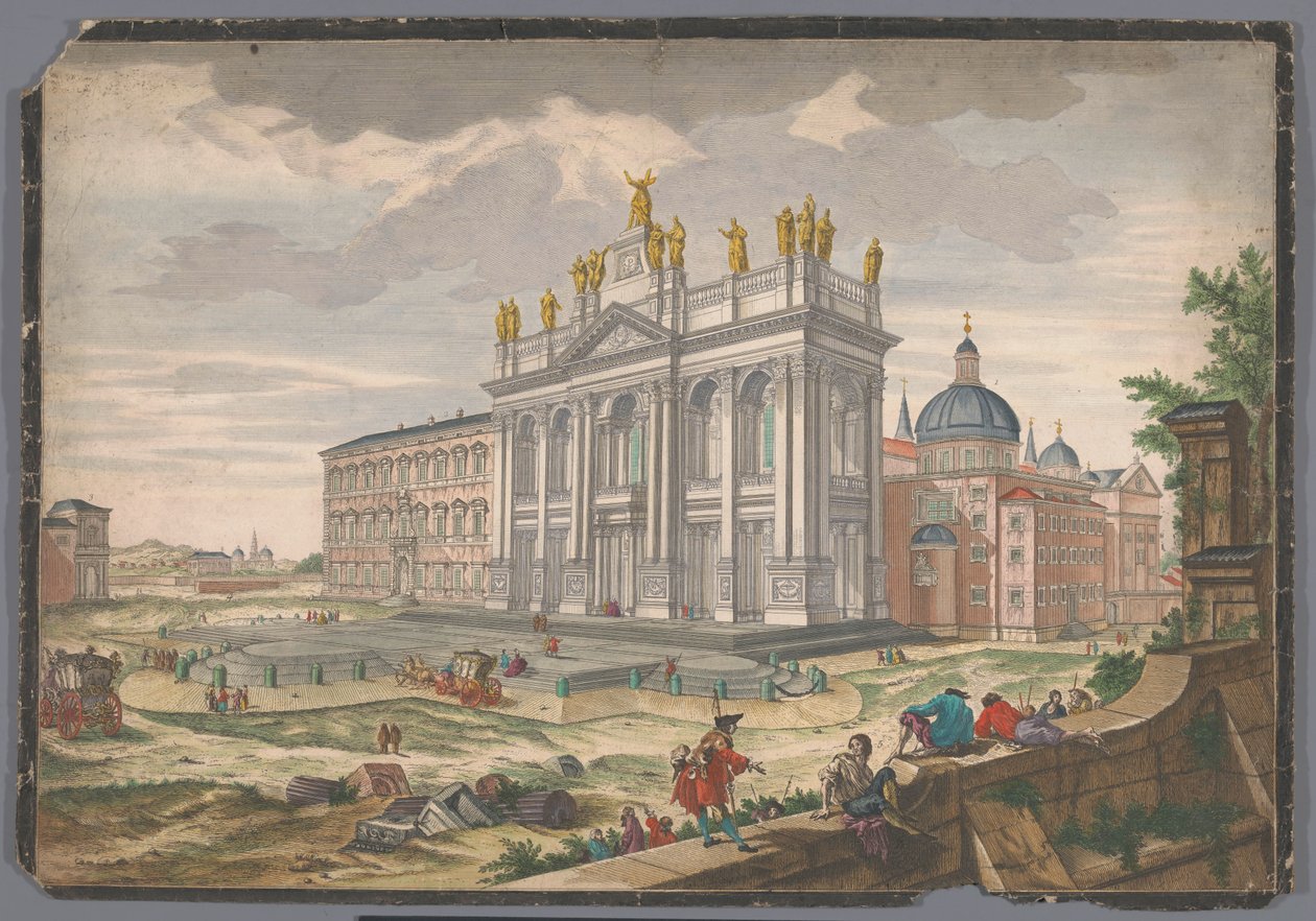 Udsigt over Johannes Laterankirken i Rom Veduta della Basilica di S. Giovanni Laterano (titel på objekt) af Anonymous