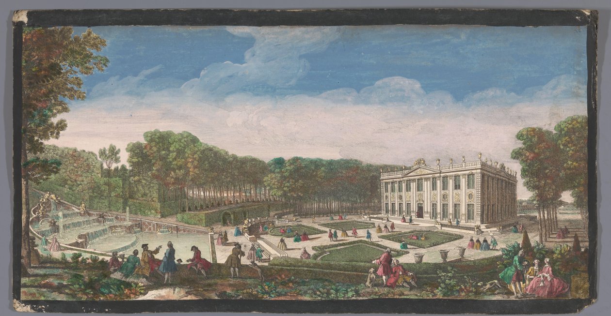 Udsigt over den lille parterre i haven til Château de Marly Vue du Chateau de Marli du cote du petit parterre (titel på objekt) af Anonymous