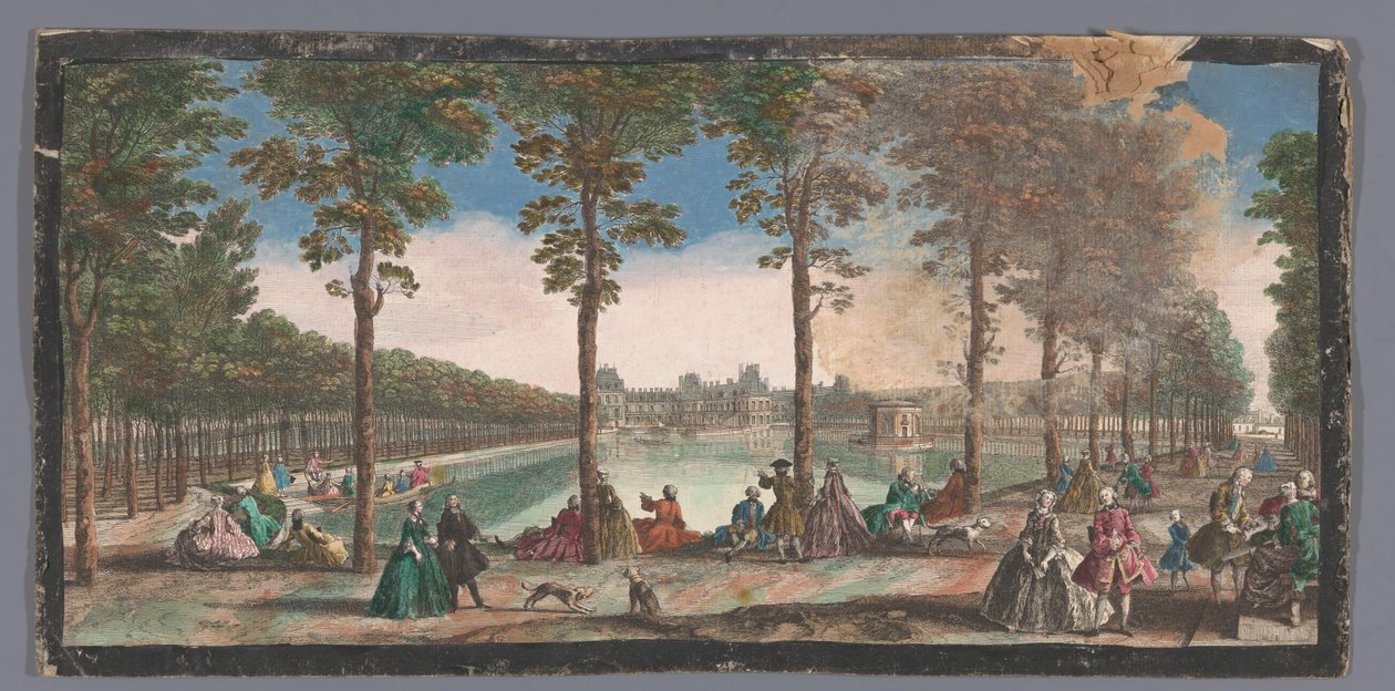 Udsigt over dammen fra haven ved Palais de Fontainebleau Veüe de l