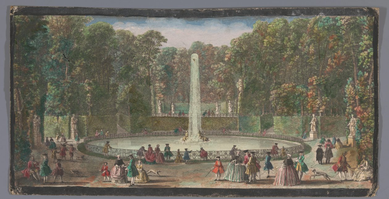 Udsigt over Bassin des Muses i haven til Château de Marly Le Bassin des Muses dans le jardin de Marli (titel på objekt) af Anonymous